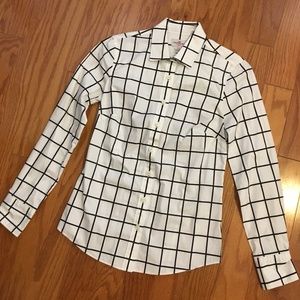 J. Crew White & Black Checked Button Down Shirt